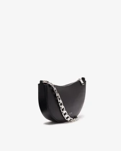 ARC CLUTCH LEATHER BAG WITH CHAIN