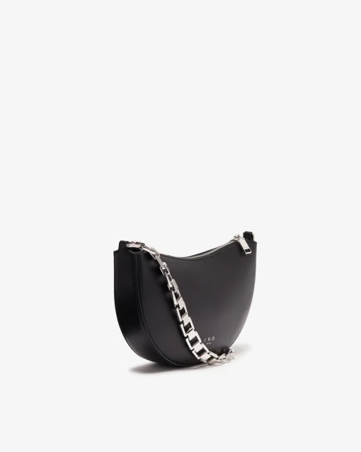 ARC CLUTCH LEATHER BAG WITH CHAIN