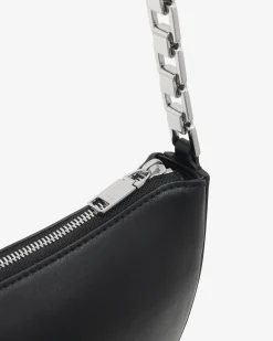 ARC CLUTCH LEATHER BAG WITH CHAIN