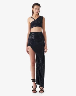 ASYMMETRICAL SEQUIN SKIRT