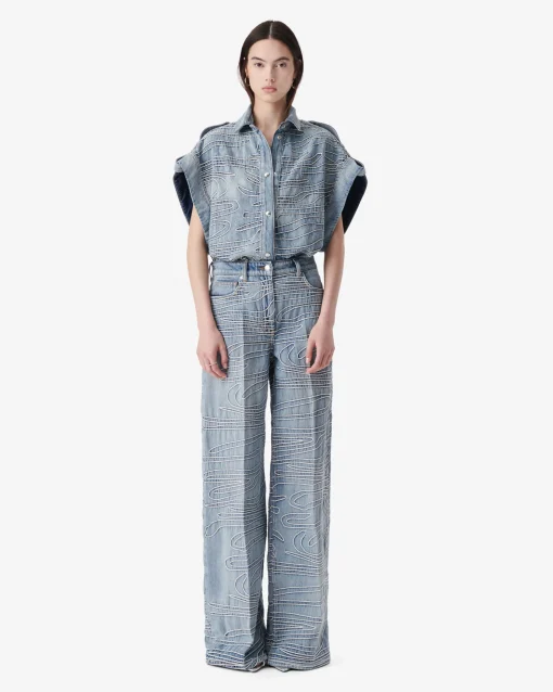 EMBROIDERED DENIM OVERSHIRT