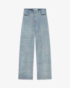 EMBROIDERED DENIM PANTS