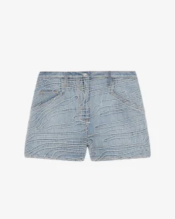 EMBROIDERED DENIM SHORTS