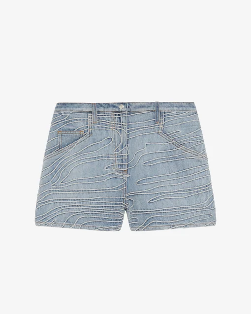 EMBROIDERED DENIM SHORTS