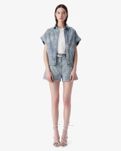 EMBROIDERED DENIM SHORTS