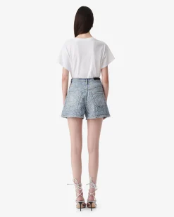 EMBROIDERED DENIM SHORTS