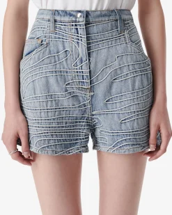 EMBROIDERED DENIM SHORTS