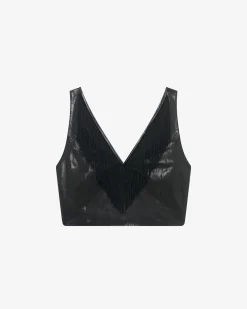 FRINGED LEATHER TOP