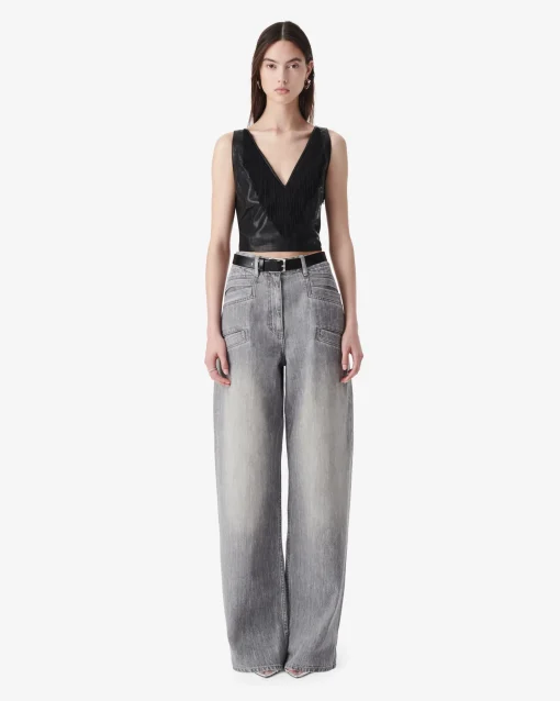 FRINGED LEATHER TOP