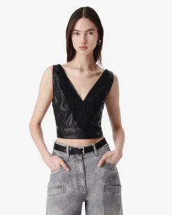 FRINGED LEATHER TOP