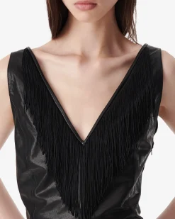 FRINGED LEATHER TOP