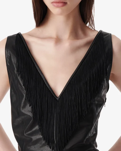 FRINGED LEATHER TOP