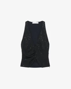 SEQUINNED V-NECK TOP