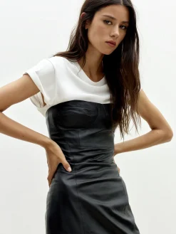 STRAPLESS LEATHER DRESS